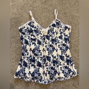 Womens Vintage Elegant Moments Blue and White Floral Bustier- Size 1X